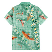Green Palaka Hawaiian And Japanese Hawaiian Shirt Sakura Lei With Koi Fish DT05 - Polynesian Pride