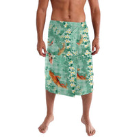 Green Palaka Hawaiian And Japanese Lavalava Sakura Lei With Koi Fish DT05 Green - Polynesian Pride