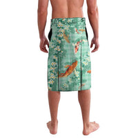 Green Palaka Hawaiian And Japanese Lavalava Sakura Lei With Koi Fish DT05 - Polynesian Pride