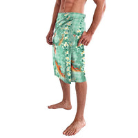 Green Palaka Hawaiian And Japanese Lavalava Sakura Lei With Koi Fish DT05 - Polynesian Pride