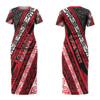 Personalised Aotearoa Te Arawa Couples Matching Short Sleeve Bodycon Dress and Hawaiian Shirt New Zealand Maori Tribal Fern Pattern DT05 - Polynesian Pride