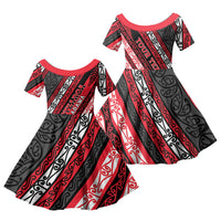 Personalised Aotearoa Te Arawa Family Matching Off Shoulder Maxi Dress and Hawaiian Shirt New Zealand Maori Tribal Fern Pattern