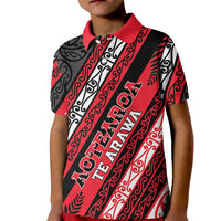 Personalised Aotearoa Te Arawa Kid Polo Shirt New Zealand Maori Tribal Fern Pattern