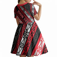 Personalised Aotearoa Te Arawa Kid Short Sleeve Dress New Zealand Maori Tribal Fern Pattern