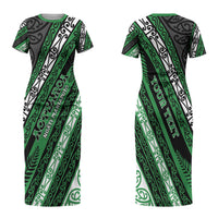 Personalised Aotearoa Ngati Maniapoto Couples Matching Short Sleeve Bodycon Dress and Hawaiian Shirt New Zealand Maori Tribal Fern Pattern