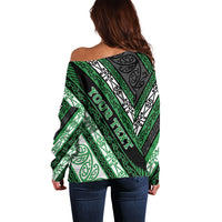 Personalised Aotearoa Ngati Maniapoto Off Shoulder Sweater New Zealand Maori Tribal Fern Pattern