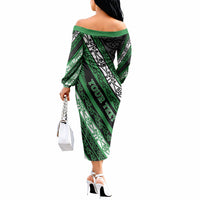Personalised Aotearoa Ngati Maniapoto Off The Shoulder Long Sleeve Dress New Zealand Maori Tribal Fern Pattern DT05 - Polynesian Pride