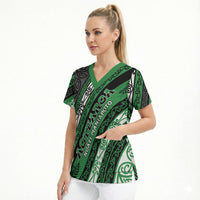 Personalised Aotearoa Ngati Maniapoto Scrub Top New Zealand Maori Tribal Fern Pattern