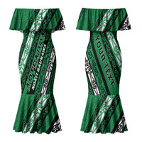 Personalised Aotearoa Ngati Raukawa Couples Matching Mermaid Dress and Hawaiian Shirt New Zealand Maori Tribal Fern Pattern