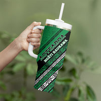Personalised Aotearoa Ngati Raukawa Tumbler With Handle New Zealand Maori Tribal Fern Pattern