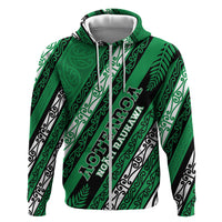 Personalised Aotearoa Ngati Raukawa Zip Hoodie New Zealand Maori Tribal Fern Pattern
