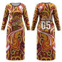 Custom Aotearoa Waikato Tainui Couples Matching Long Sleeve Bodycon Dress and Hawaiian Shirt Maori Tribal Pattern Koru Motif