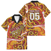 Custom Aotearoa Waikato Tainui Family Matching Tank Maxi Dress and Hawaiian Shirt Maori Tribal Pattern Koru Motif DT05 Dad's Shirt - Short Sleeve Yellow - Polynesian Pride