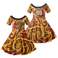 Custom Aotearoa Waikato Tainui Family Matching Tank Maxi Dress and Hawaiian Shirt Maori Tribal Pattern Koru Motif DT05 Daughter's Dress Yellow - Polynesian Pride