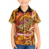 Custom Aotearoa Waikato Tainui Kid Hawaiian Shirt Maori Tribal Pattern Koru Motif DT05 Kid Yellow - Polynesian Pride