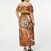 Custom Aotearoa Waikato Tainui Off Shoulder Maxi Dress Maori Tribal Pattern Koru Motif DT05 - Polynesian Pride