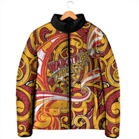 Custom Aotearoa Waikato Tainui Padded Jacket Maori Tribal Pattern Koru Motif