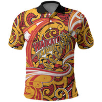 Custom Aotearoa Waikato Tainui Polo Shirt Maori Tribal Pattern Koru Motif DT05 Yellow - Polynesian Pride