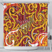 Aotearoa Waikato Tainui Shower Curtain Maori Tribal Pattern Koru Motif