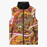 Custom Aotearoa Waikato Tainui Sleeveless Puffer Jacket Maori Tribal Pattern Koru Motif