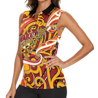 Custom Aotearoa Waikato Tainui Women Sleeveless Polo Shirt Maori Tribal Pattern Koru Motif