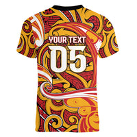 Custom Aotearoa Waikato Tainui Women V-Neck T-Shirt Maori Tribal Pattern Koru Motif