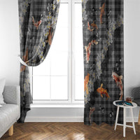 Black Palaka Hawaiian And Japanese Window Curtain Sakura Lei With Koi Fish DT05 - Polynesian Pride