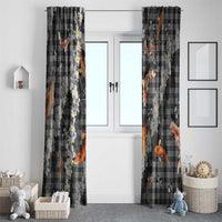 Black Palaka Hawaiian And Japanese Window Curtain Sakura Lei With Koi Fish DT05 - Polynesian Pride