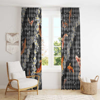 Black Palaka Hawaiian And Japanese Window Curtain Sakura Lei With Koi Fish DT05 - Polynesian Pride