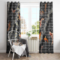Black Palaka Hawaiian And Japanese Window Curtain Sakura Lei With Koi Fish DT05 - Polynesian Pride