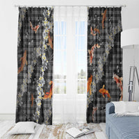 Black Palaka Hawaiian And Japanese Window Curtain Sakura Lei With Koi Fish DT05 - Polynesian Pride