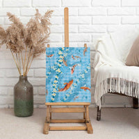 Blue Palaka Hawaiian And Japanese Canvas Wall Art Sakura Lei With Koi Fish DT05 - Polynesian Pride