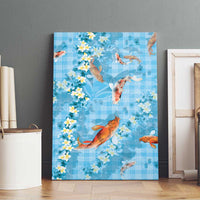 Blue Palaka Hawaiian And Japanese Canvas Wall Art Sakura Lei With Koi Fish DT05 - Polynesian Pride