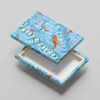 Blue Palaka Hawaiian And Japanese Canvas Wall Art Sakura Lei With Koi Fish DT05 - Polynesian Pride