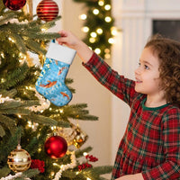 Blue Palaka Hawaiian And Japanese Christmas Stocking Sakura Lei With Koi Fish - Polynesian Pride