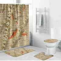 Beige Palaka Hawaiian And Japanese Bathroom Set Sakura Lei With Koi Fish DT05 Bathroom Set (4 pcs) Beige - Polynesian Pride