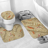 Beige Palaka Hawaiian And Japanese Bathroom Set Sakura Lei With Koi Fish DT05 Mat Set Only (3 pcs) One Size Beige - Polynesian Pride
