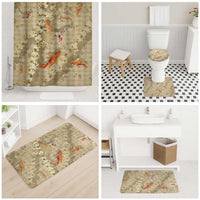 Beige Palaka Hawaiian And Japanese Bathroom Set Sakura Lei With Koi Fish DT05 - Polynesian Pride