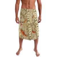 Beige Palaka Hawaiian And Japanese Lavalava Sakura Lei With Koi Fish DT05 Beige - Polynesian Pride