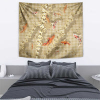 Beige Palaka Hawaiian And Japanese Tapestry Sakura Lei With Koi Fish DT05 - Polynesian Pride