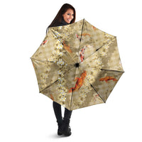 Beige Palaka Hawaiian And Japanese Umbrella Sakura Lei With Koi Fish - Polynesian Pride