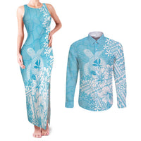 Hawaii Kanaka Maoli Couples Matching Tank Maxi Dress and Long Sleeve Button Shirt Polynesian Turtle Tattoo