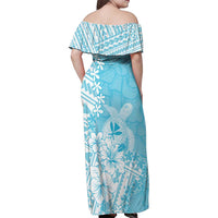 Hawaii Kanaka Maoli Family Matching Off Shoulder Maxi Dress and Hawaiian Shirt Polynesian Turtle Tattoo