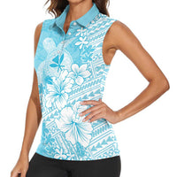 Hawaii Kanaka Maoli Women Sleeveless Polo Shirt Polynesian Turtle Tattoo
