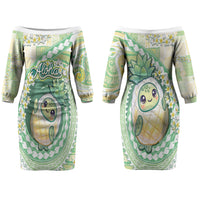 Hawaii Pineapple Couples Matching Off The Shoulder Long Sleeve Dress and Long Sleeve Button Shirt Cute Cosplay Turtle Plumeria Spiral DT05 - Polynesian Pride