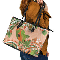 Hawaii Papaya Leather Tote Bag Cute Cosplay Humuhumu Fish Plumeria Waves DT05 - Polynesian Pride