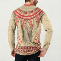 Tonga Language Week Button Sweatshirt Tribal Cross Ngatu Floral Pattern