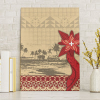 Tonga Language Week Canvas Wall Art Tribal Cross Ngatu Floral Pattern