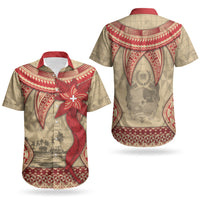 Tonga Language Week Couples Matching Summer Maxi Dress and Hawaiian Shirt Tribal Cross Ngatu Floral Pattern