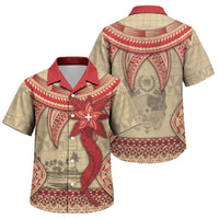 Tonga Language Week Family Matching Mermaid Dress and Hawaiian Shirt Tribal Cross Ngatu Floral Pattern DT05 Son's Shirt Red - Polynesian Pride